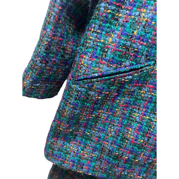 The Limited Vintage 90's Teal Tweed 2 Piece Skirt Suit - Picture 4 of 9